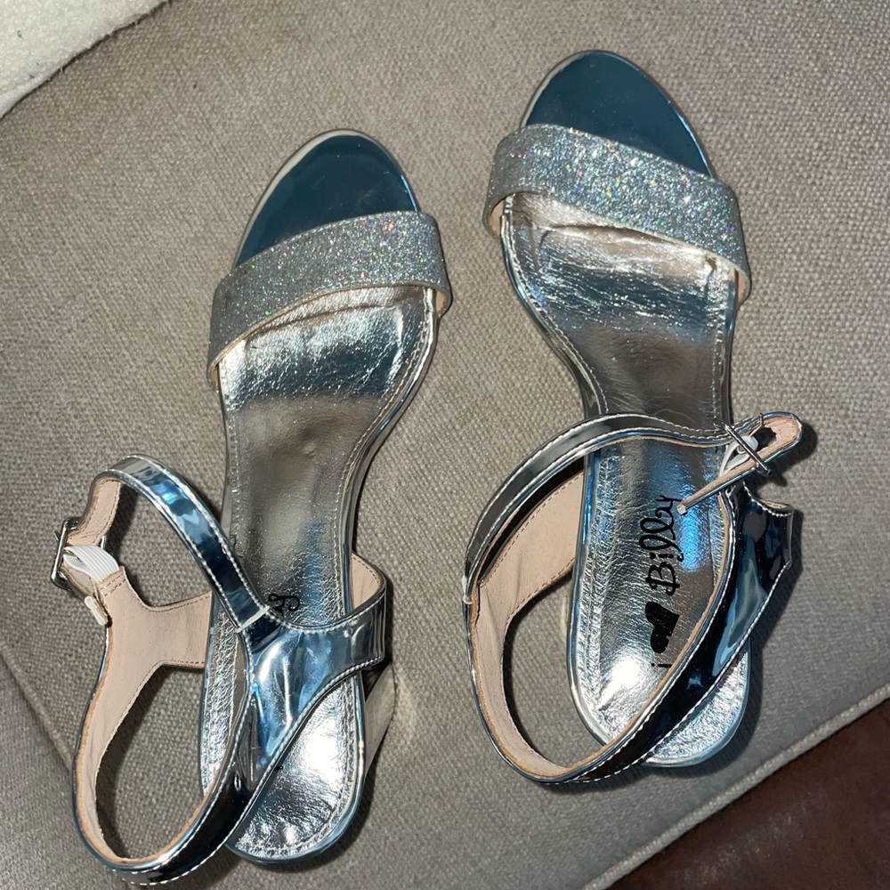 Silver glittery heels